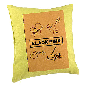 Perna Decorativa BlackPink, Model 13, 40x40 cm, Verde, Husa Detasabila, Burduf