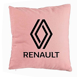 Perna Decorativa, Renault, 40x40 cm, Roz, Husa Detasabila, Burduf