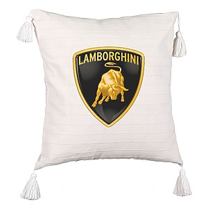 Perna Decorativa cu Franjuri , Lamborghini, 45×45 cm, Cu fermoar
