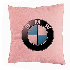 Perna Decorativa, BMW, 40x40 cm, Roz, Husa Detasabila, Burduf