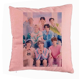 Perna Decorativa, Stray Kids 2, 40x40 cm, Roz, Husa Detasabila, Burduf