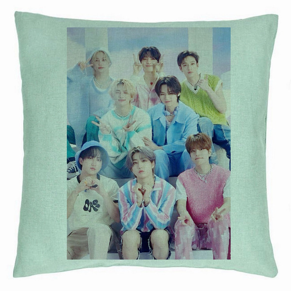 Perna Decorativa, Stray Kids 2, 40×40 cm, Verde Menta, Husa Detasabila, Burduf 5 bsc0751 5