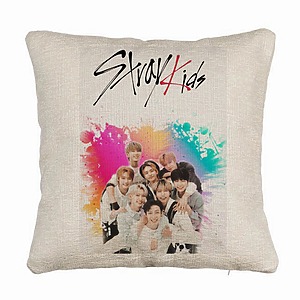 Perna Decorativa Canapea , Stray Kids 3, 40×40 cm, Husa Detasabila, Burduf