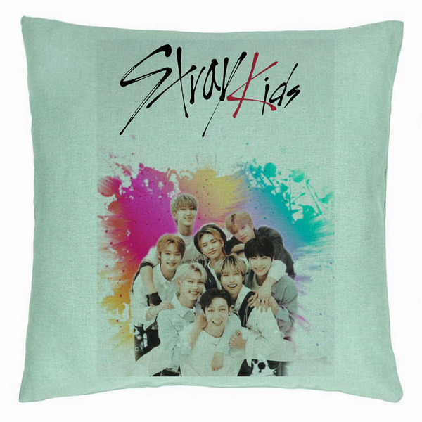 Perna Decorativa, Stray Kids 3, 40×40 cm, Verde Menta, Husa Detasabila, Burduf 5 bsc0752 5