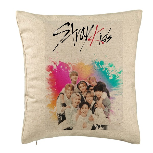Perna Decorativa, Stray Kids 3, 40×40 cm, Bej, Husa Detasabila, Burduf 5 bsc0752
