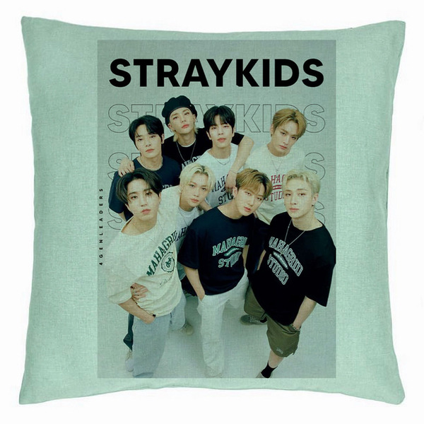 Perna Decorativa, Stray Kids 4, 40×40 cm, Verde Menta, Husa Detasabila, Burduf 5 bsc0753 5