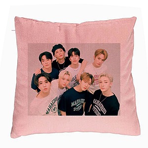 Perna Decorativa, Stray Kids 5, 40x40 cm, Roz, Husa Detasabila, Burduf
