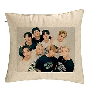 Perna Decorativa, Stray Kids 5, 40×40 cm, Bej, Husa Detasabila, Burduf