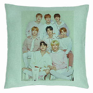 Perna Decorativa, Stray Kids 7, 40×40 cm, Verde Menta, Husa Detasabila, Burduf