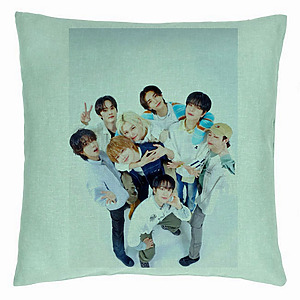 Perna Decorativa, Stray Kids 8, 40×40 cm, Verde Menta, Husa Detasabila, Burduf