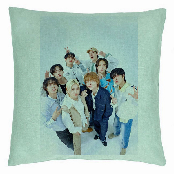 Perna Decorativa, Stray Kids 9, 40×40 cm, Verde Menta, Husa Detasabila, Burduf 5 bsc0758 5