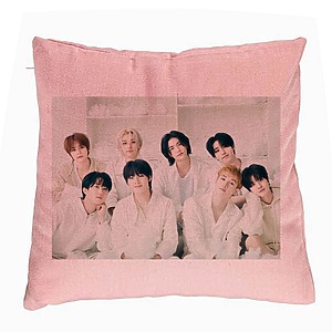 Perna Decorativa, Stray Kids 10, 40x40 cm, Roz, Husa Detasabila, Burduf