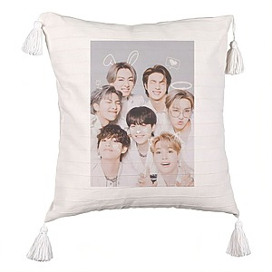 Perna Decorativa cu Franjuri , Stray Kids 11, 45×45 cm, Cu fermoar