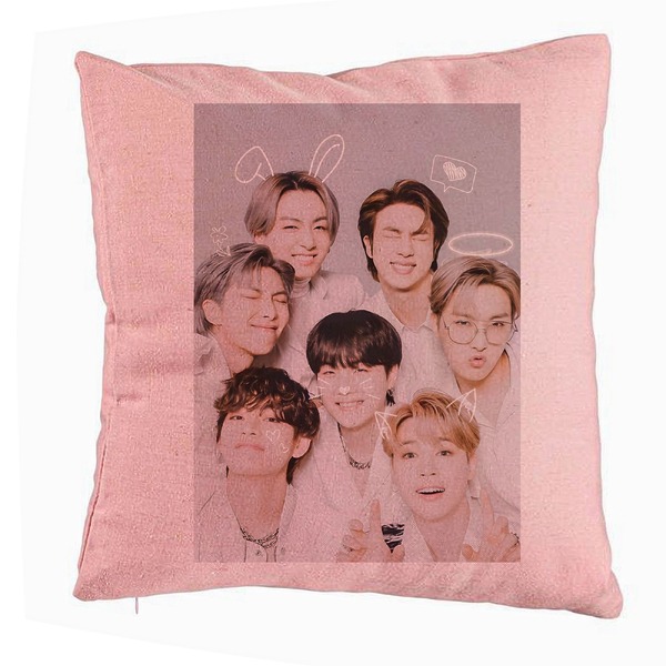 Perna Decorativa, Stray Kids 11, 40x40 cm, Roz, Husa Detasabila, Burduf 5 bsc0760 4