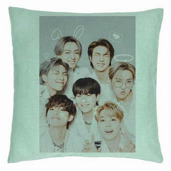 Perna Decorativa, Stray Kids 11, 40×40 cm, Verde Menta, Husa Detasabila, Burduf 5 bsc0760 5