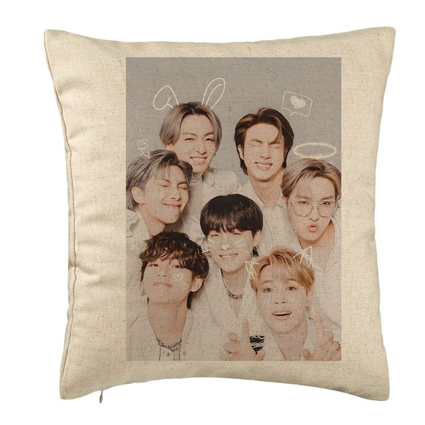 Perna Decorativa, Stray Kids 11, 40×40 cm, Bej, Husa Detasabila, Burduf 5 bsc0760