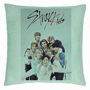 Perna Decorativa, Stray Kids 12, 40×40 cm, Verde Menta, Husa Detasabila, Burduf