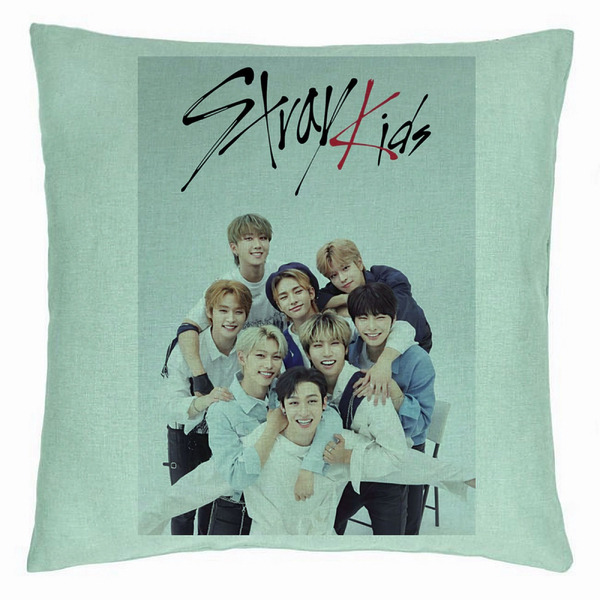 Perna Decorativa, Stray Kids 12, 40×40 cm, Verde Menta, Husa Detasabila, Burduf 5 bsc0761 5