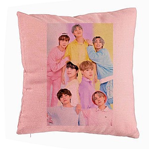 Perna Decorativa, Stray Kids 13, 40x40 cm, Roz, Husa Detasabila, Burduf