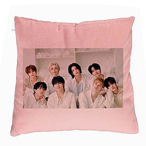 Perna Decorativa, Stray Kids 14, 40x40 cm, Roz, Husa Detasabila, Burduf
