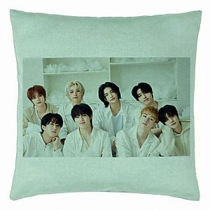 Perna Decorativa, Stray Kids 14, 40×40 cm, Verde Menta, Husa Detasabila, Burduf