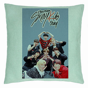 Perna Decorativa, Stray Kids 15, 40×40 cm, Verde Menta, Husa Detasabila, Burduf