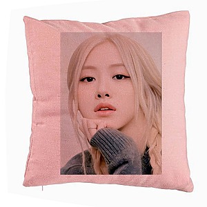 Perna Decorativa BlackPink Rose 1, 40x40 cm, Roz, Husa Detasabila, Burduf