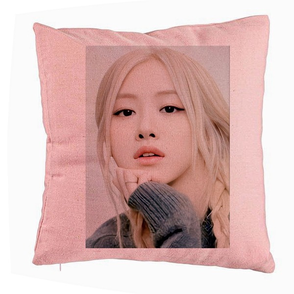 Perna Decorativa BlackPink Rose 1, 40x40 cm, Roz, Husa Detasabila, Burduf 5 bsc0765 4