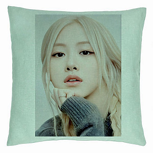 Perna Decorativa BlackPink Rose 1, 40×40 cm, Verde Menta, Husa Detasabila, Burduf