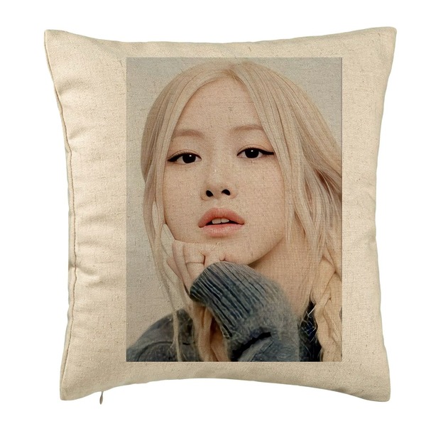 Perna Decorativa BlackPink Rose 1, 40×40 cm, Bej, Husa Detasabila, Burduf 5 bsc0765