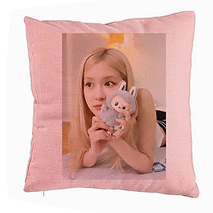 Perna Decorativa BlackPink Rose 2, 40x40 cm, Roz, Husa Detasabila, Burduf