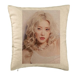 Perna Decorativa BlackPink Rose 3, 40×40 cm, Bej, Husa Detasabila, Burduf