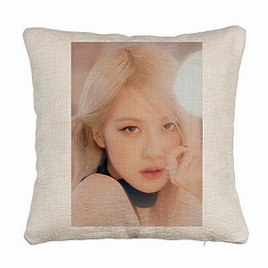 Perna Decorativa Canapea  BlackPink Rose 4, 40×40 cm, Husa Detasabila, Burduf