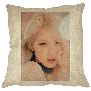 Perna Decorativa BlackPink Rose 4, 40×40 cm, Husa Detasabila, Burduf