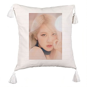 Perna Decorativa cu Franjuri BlackPink Rose 4, 45×45 cm, Cu fermoar