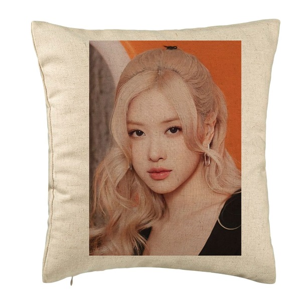 Perna Decorativa BlackPink Rose 5, 40×40 cm, Bej, Husa Detasabila, Burduf 5 bsc0769