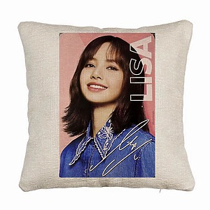 Perna Decorativa Canapea  BlackPink Lisa 2, 40×40 cm, Husa Detasabila, Burduf