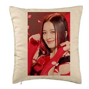 Perna Decorativa BlackPink Jisoo 1, 40×40 cm, Bej, Husa Detasabila, Burduf