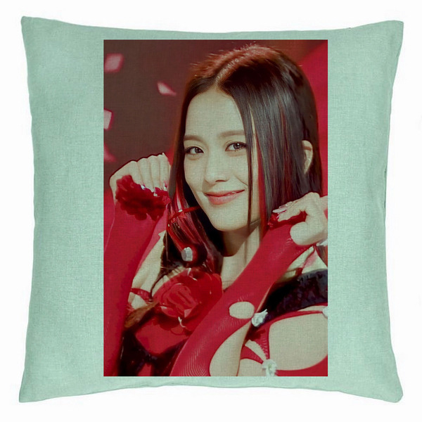 Perna Decorativa BlackPink Jisoo 1, 40×40 cm, Verde Menta, Husa Detasabila, Burduf 5 bsc0774 5