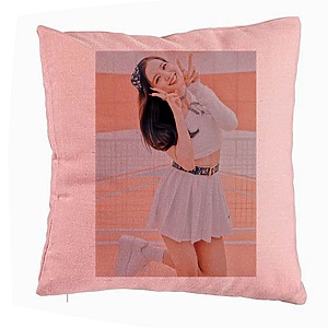 Perna Decorativa BlackPink Jisoo 2, 40x40 cm, Roz, Husa Detasabila, Burduf