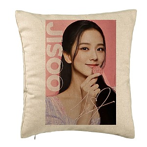 Perna Decorativa BlackPink Jisoo 3, 40×40 cm, Bej, Husa Detasabila, Burduf