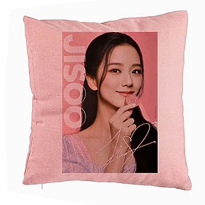 Perna Decorativa BlackPink Jisoo 3, 40x40 cm, Roz, Husa Detasabila, Burduf