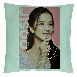 Perna Decorativa BlackPink Jisoo 3, 40×40 cm, Verde Menta, Husa Detasabila, Burduf