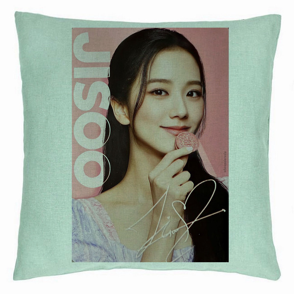 Perna Decorativa BlackPink Jisoo 3, 40×40 cm, Verde Menta, Husa Detasabila, Burduf 5 bsc0776 5