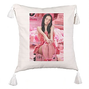 Perna Decorativa cu Franjuri BlackPink Jisoo 4, 45×45 cm, Cu fermoar