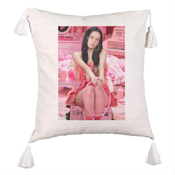 Perna Decorativa cu Franjuri BlackPink Jisoo 4, 45×45 cm, Cu fermoar 5 bsc0777 3