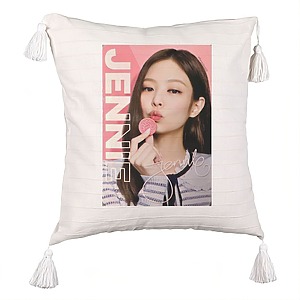 Perna Decorativa cu Franjuri BlackPink Jennie 4, 45×45 cm, Cu fermoar