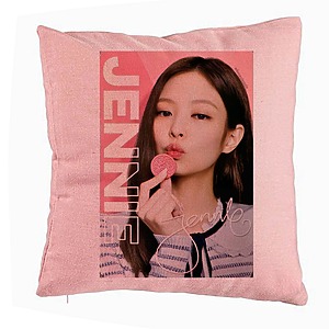 Perna Decorativa BlackPink Jennie 4, 40x40 cm, Roz, Husa Detasabila, Burduf