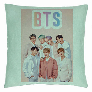 Perna Decorativa BTS Army 6, 40×40 cm, Verde Menta, Husa Detasabila, Burduf