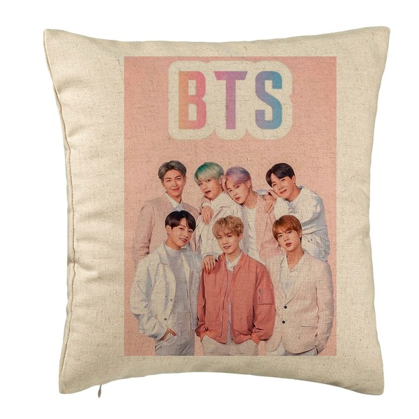 Perna Decorativa BTS Army 6, 40×40 cm, Bej, Husa Detasabila, Burduf 5 bsc0782